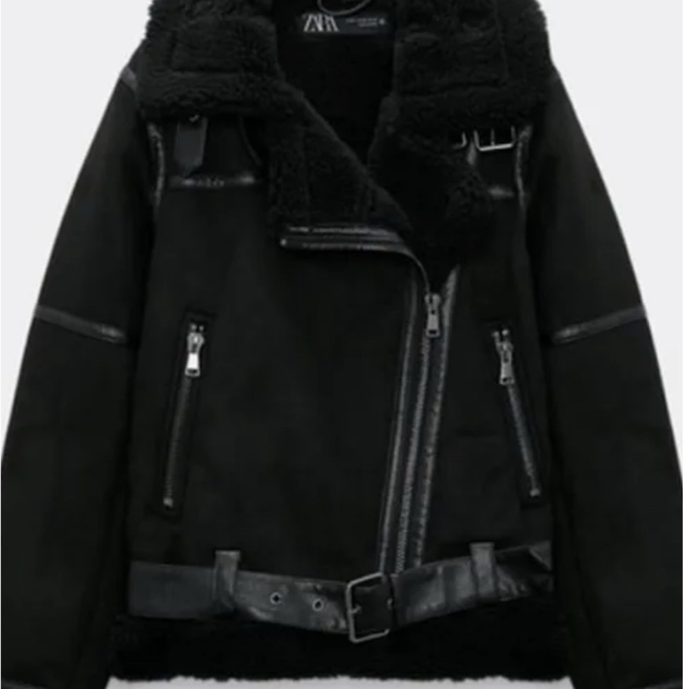 Zara Black Faux Shearling Jacket